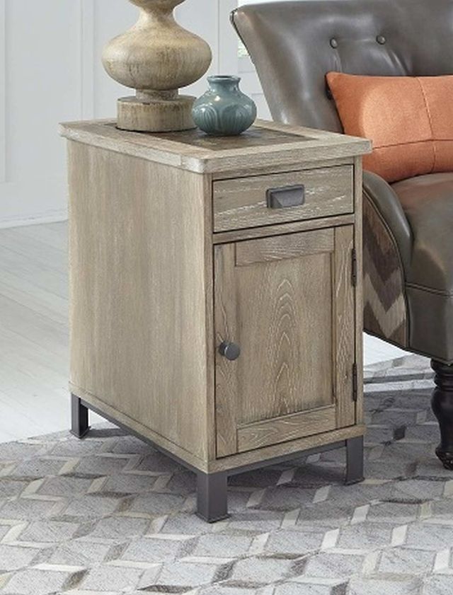 Null Furniture 9918 Distressed Acorn Chairside Cabinet