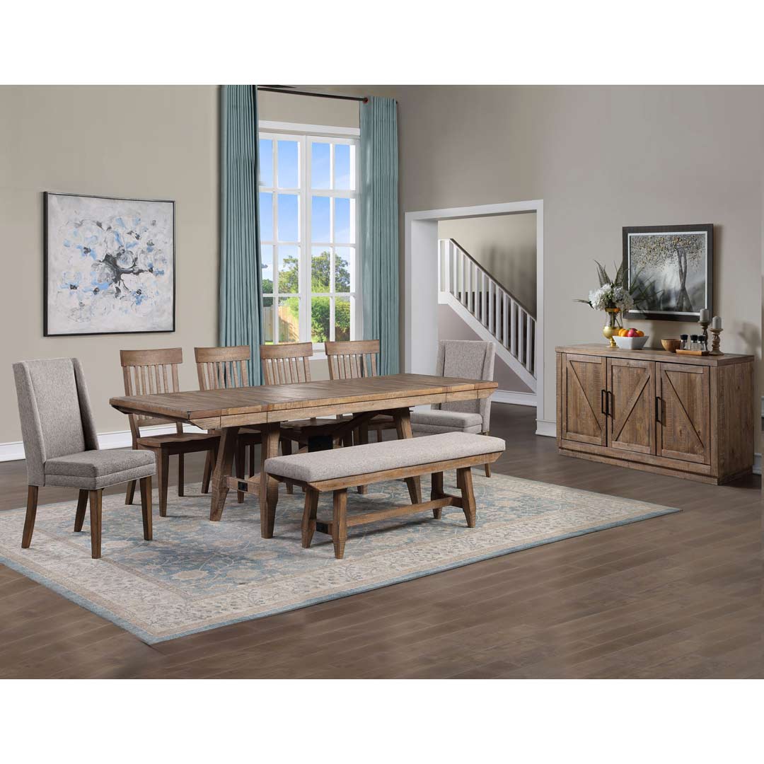 Steve Silver Co. Riverdale Dining Table and 2 Side Chairs, 2 Upholstered Host Chairs and Bench