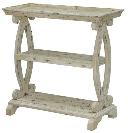 Crestview Collection Newport Distressed White Shaped Console Table-0