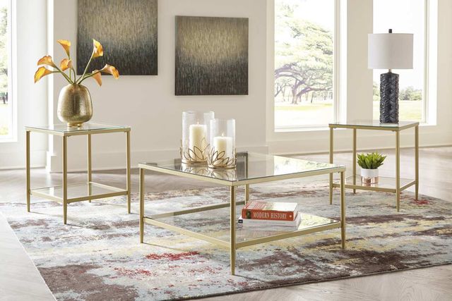 Signature Design by Ashley® Zerika 3 Piece Gold Occasional Table Set-3