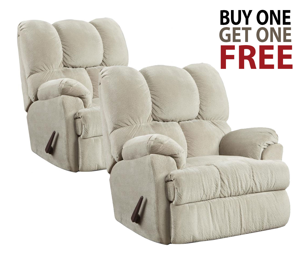 Affordable Furniture Aurora Beige Recliner - BOGO Free Recliner Set