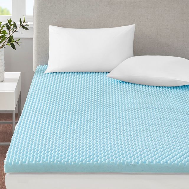 Olliix by Sleep Philosophy Blue 3 Queen Gel Memory Foam All Season  Reversible Cooling Mattress Topper