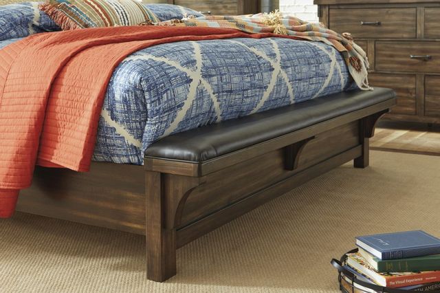 Signature Design by Ashley® Lakeleigh Dark Brown Queen Upholstered Bench Footboard 2