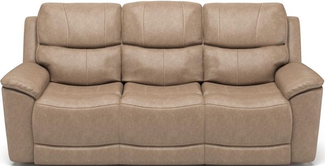Flexsteel® Cade Mushroom Leather Power Reclining Sofa with Power Headrests-1