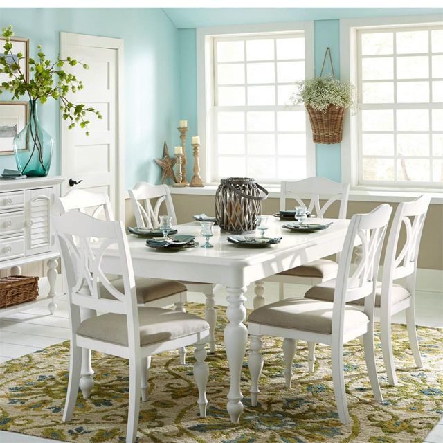 Liberty Furniture Summer House 7 Piece Oyster White Rectangular Table Set