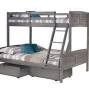 Donco Trading Company Louver Twin Over Full Bunk Bed With Under Bed Drawers-0