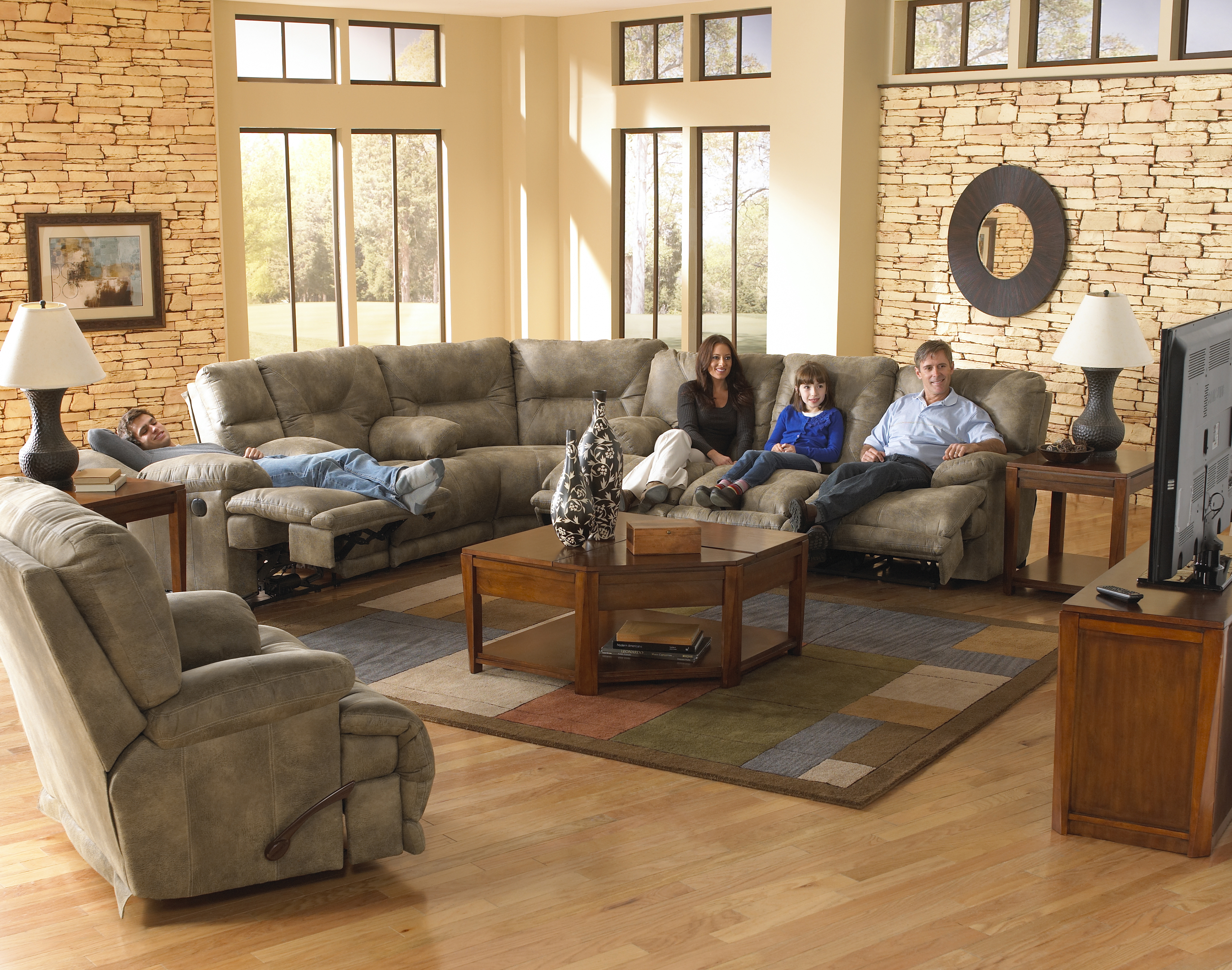 iAmerica Voyager Brandy Power Lay-Flat Reclining Sectional P29088985