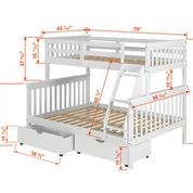 Donco Kids White Twin/Full Mission Bunk Bed With Dual Under Bed Drawers ...