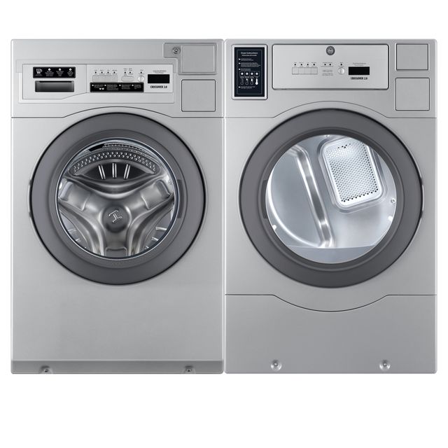Crossover True Commercial Laundry 7.0 Cu. Ft. Silver Heavy Duty Top Control Electric Dryer with Coin Option/Card Ready Included 1