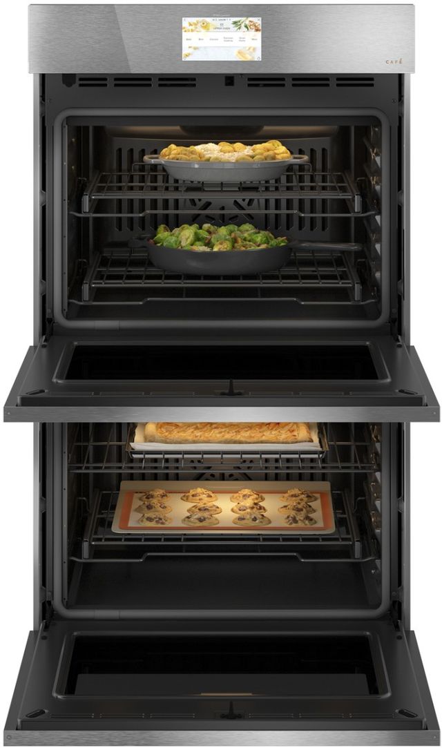 Cafe™ Minimal 30" Platinum Glass Double Electric Wall Oven 4