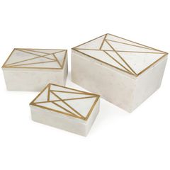 Signature Design by Ashley® Ackley 3 Pieces White and Brass Box Set