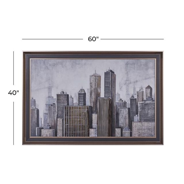 Uma Home Grey Hand Painted Architecture Canvas-2