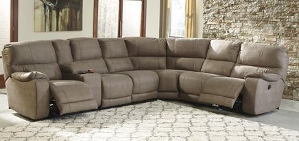 Benchcraft® Bohannon Taupe Left Arm Facing Power Reclining Loveseat 0