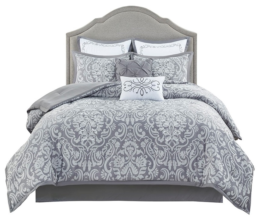 Madison Park KING Flourish 8 Piece deals Jacquard Comforter Set.