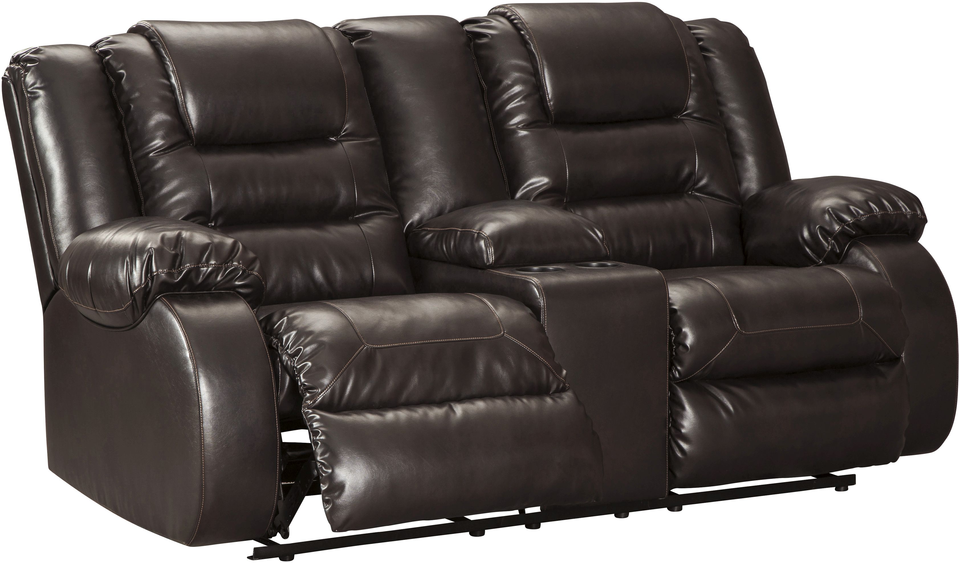 Signature Design by Ashley® Vacherie Chocolate Double Reclining Loveseat with Console