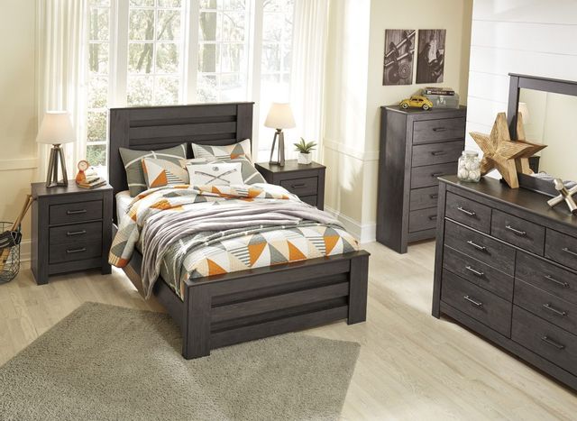 Signature Design by Ashley® Brinxton Charcoal King Panel Bed 5