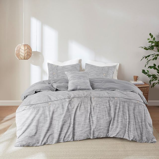 Olliix by Clean Spaces Dover 5 Piece Organic Cotton Oversized Grey Full ...