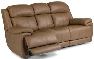 Flexsteel® Elijah Leather Power Reclining Sofa with Power Headrests