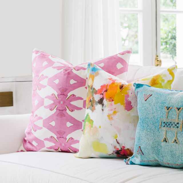 Laura Park Designs Palm Pink 22" x 22" Toss Pillow-1