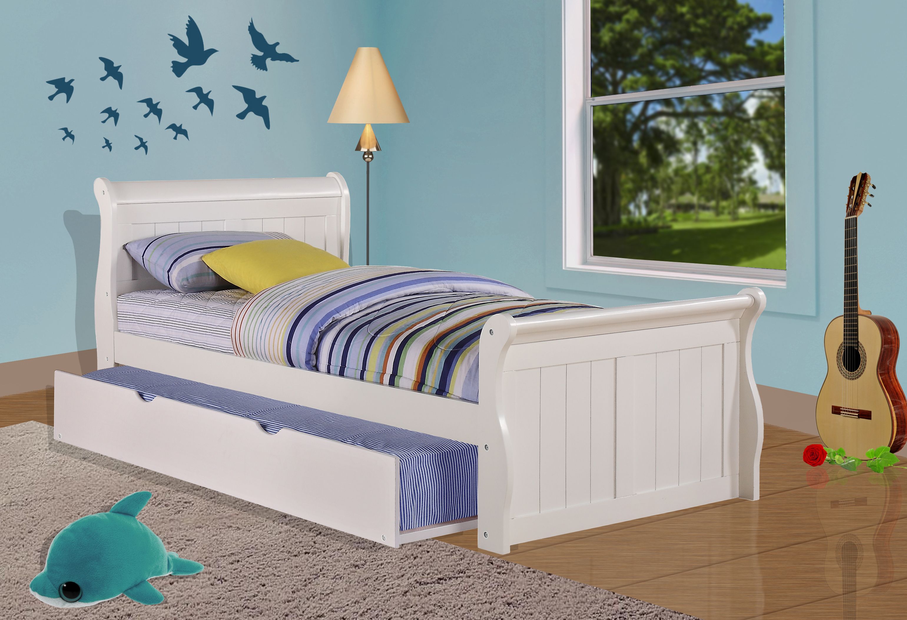 Donco Trading Company Twin Sleigh Bed With Trundle Bed