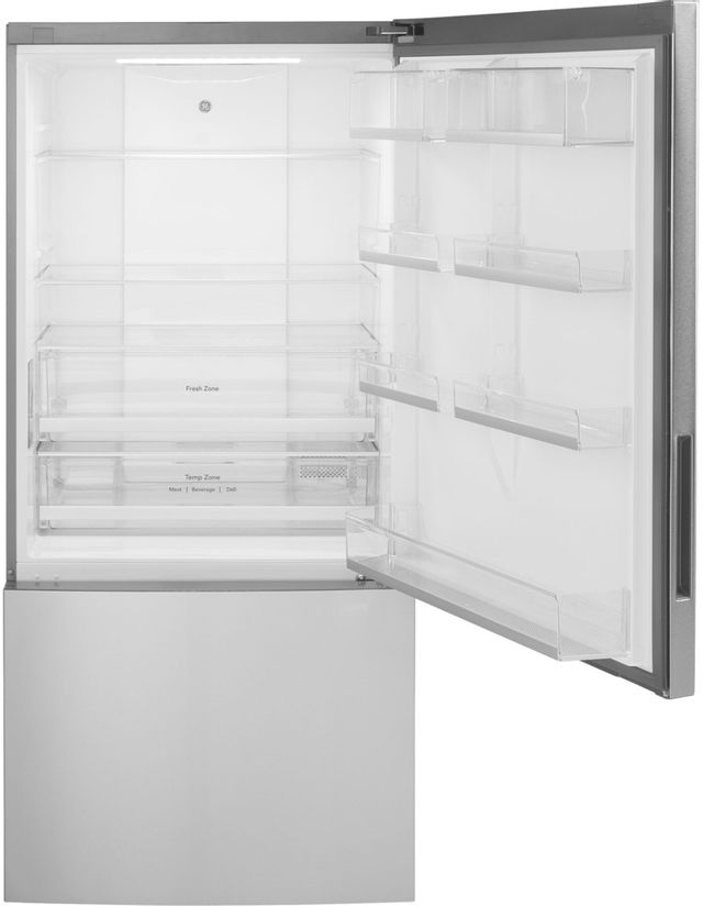 GE® 17.7 Cu. Ft. Stainless Steel Counter Depth Bottom Freezer Refrigerator 1