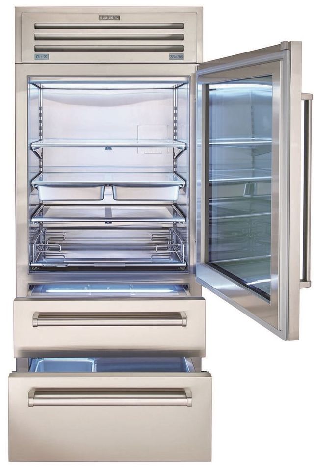 Sub-Zero® PRO 36" Stainless Steel Frame Bottom Freezer Refrigerator 1