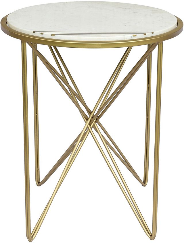 Crestview Collection Darby Gold Marble Top Accent Table-0