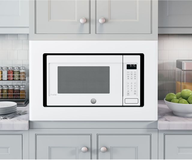 GE® 30" White Built In Microwave Trim-1