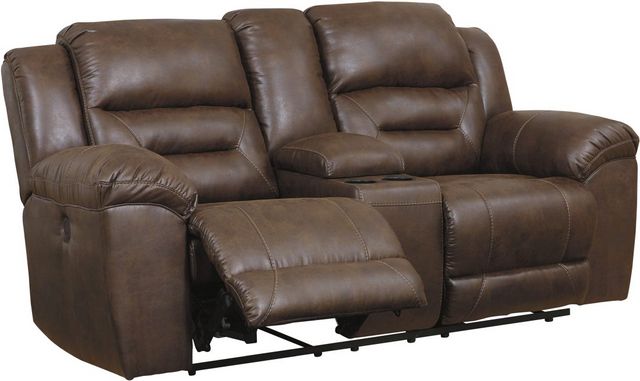 Signature Design by Ashley® Stoneland Chocolate Power Double Reclining Console Loveseat 6