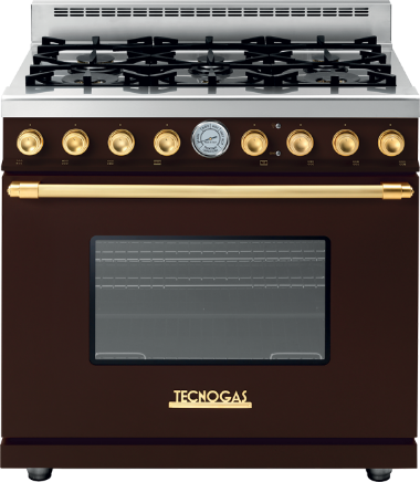 Tecnogas Superiore Deco Series Classic 36" Brown Gold Free Standing Gas Range