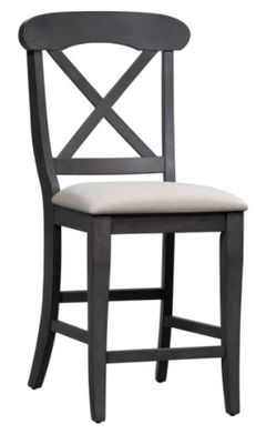 Liberty Furniture Ocean Isle Dark Gray Upholstered X Back Counter Chair