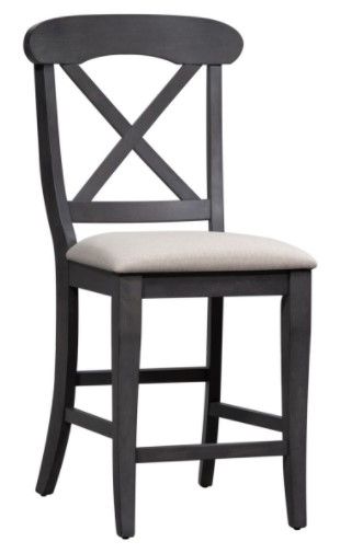 Liberty Furniture Ocean Isle Dark Gray Upholstered X Back Counter Chair - Set of 2-0