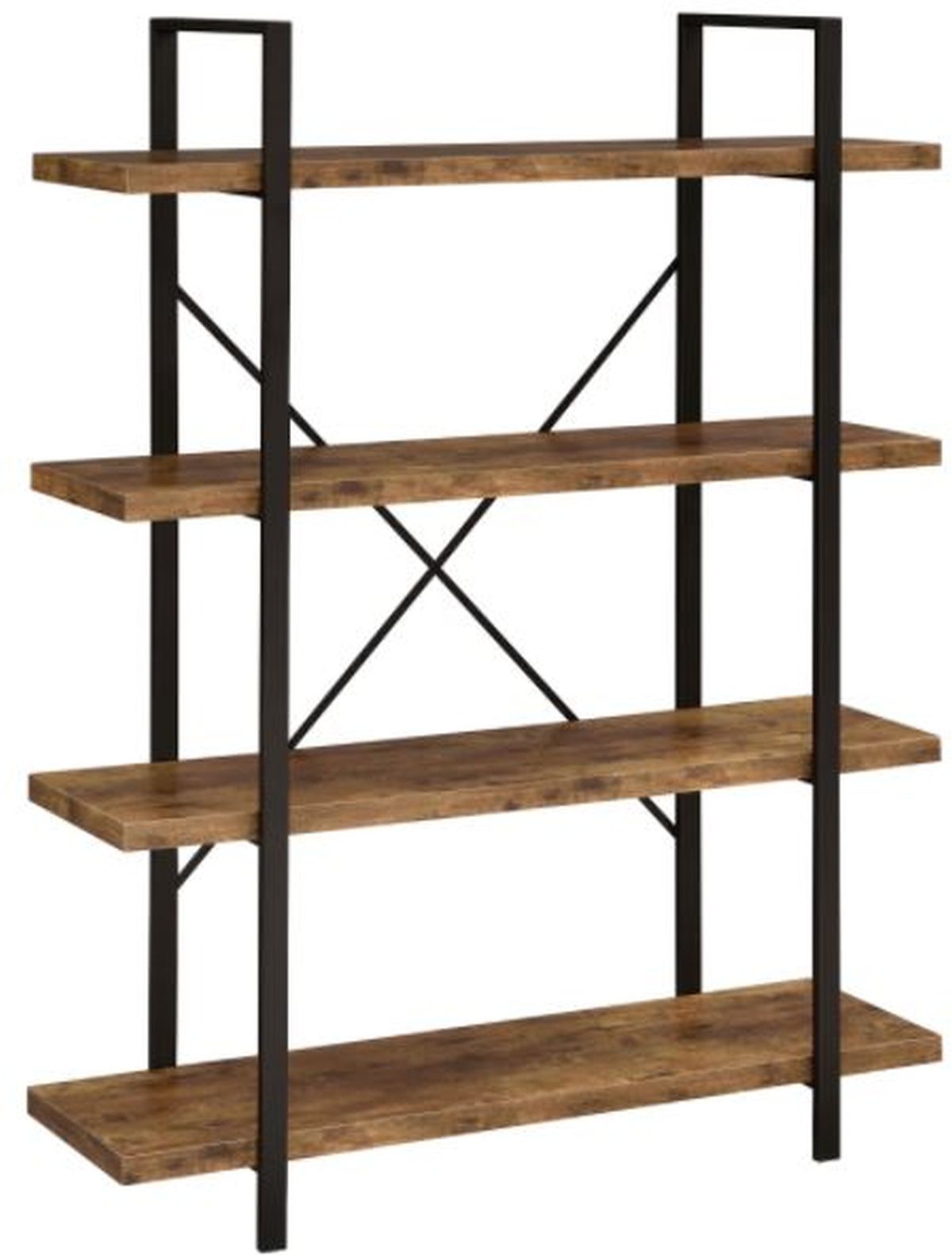 Coaster® Cole Antique Nutmeg/Black 4-Shelf Bookcase | Evans Furniture ...