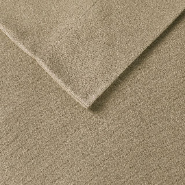 Olliix by True North by Sleep Philosophy Tan Solid Twin Cozy 100% Cotton Flannel Printed Sheet Set-2