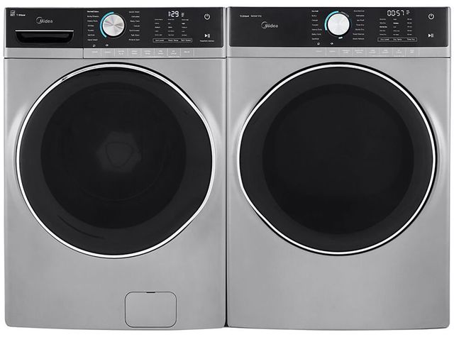 Midea® 5.2 Cu. Ft. Front Load Washer & 8.0 Cu. Ft. Gas Dryer Graphite Laundry Pair 0