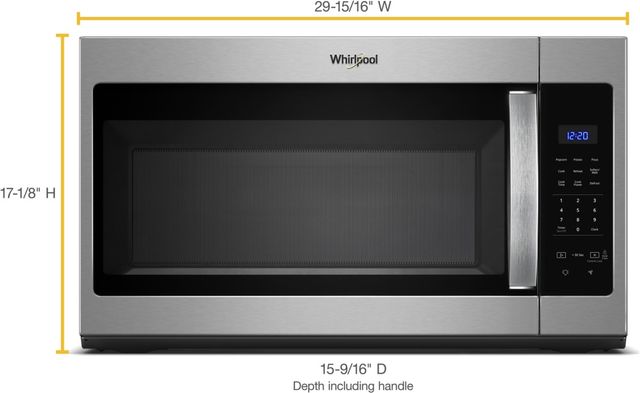 Whirlpool® 1.7 Cu. Ft., 1000 Watts, Over the Range Microwave-Stainless Steel 4