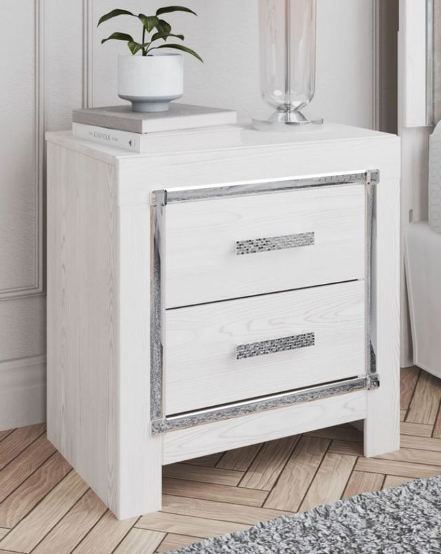 white nightstand with mirror accents