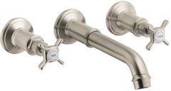 AXOR Montreux Brushed Nickel Wall-Mounted Widespread Faucet Trim with Cross Handles, 1.2 GPM