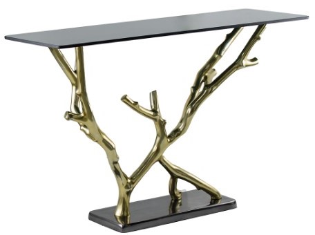 A & B Home Black/Gold Console Table | Wood's Furniture