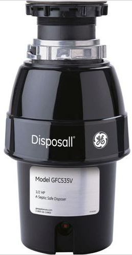 GE® 1/2 Horsepower Continuous Feed Food Waste Disposer-Black