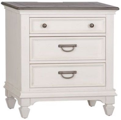 Liberty Allyson Park White Wire Brushed Nightstand with Charging Station
