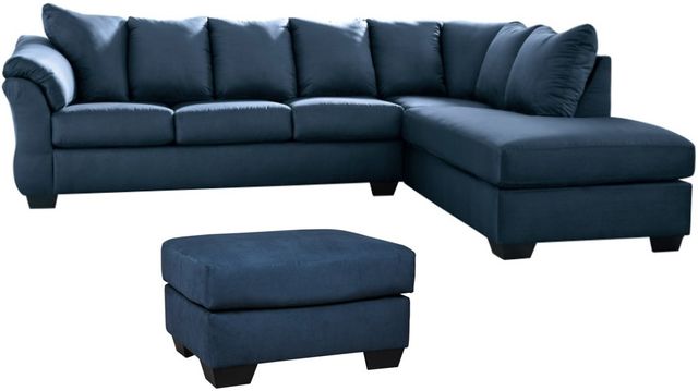 Signature Design by Ashley® Darcy 2-Piece Blue Sectional with Ottoman