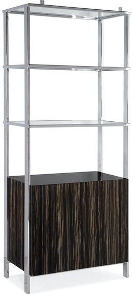 Hooker® Furniture Melange Black/Brown/Polished Stainless Steel Bookcase-1
