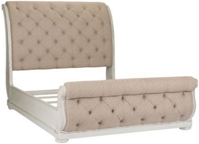 Liberty Abbey Park 3-Piece Antique White Queen Upholstered Sleigh Bed Set 4