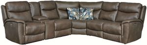 Southern Motion™ Ovation 6-Piece Mocha Zero Gravity Power Headrest Leather Reclining Sectional with Hidden Storage and Wireless Charging Set