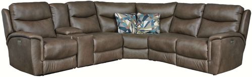 Southern Motion™ Ovation 6-Piece Mocha Zero Gravity Power Headrest Leather Reclining Sectional with Hidden Storage and Wireless Charging Set