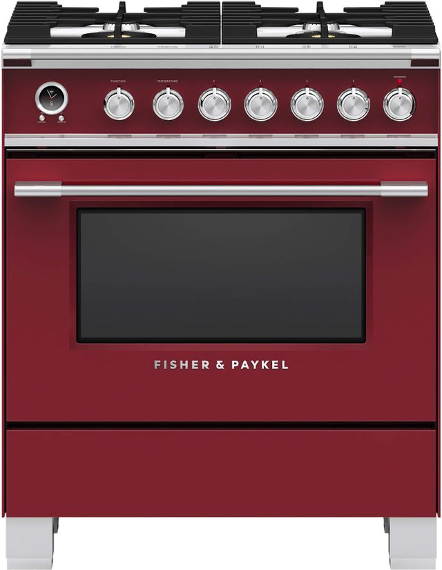 Cuisinière biénergie autoportante de 30 po Fisher & Paykel® série 9 de 3.5 pi³ - Rouge
