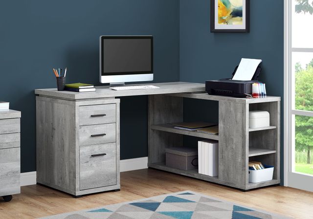 Monarch Specialties Inc. Grey Reclaimed Wood L Shaped Corner Desk