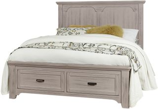 Vaughan-Bassett Bungalow Dover Grey King Panel Bed with Footboard Storage