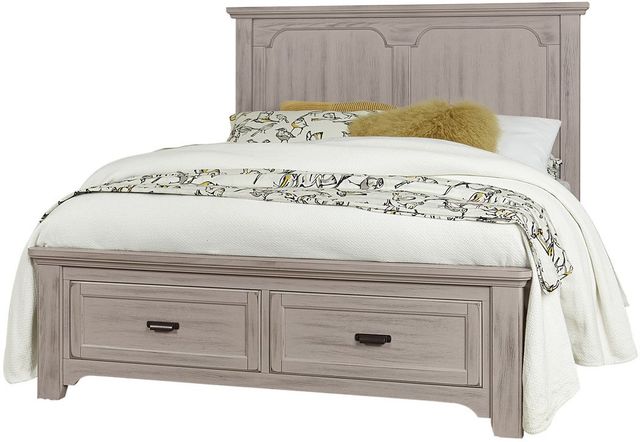Vaughan-Bassett Bungalow Dover Grey King Panel Bed with Footboard Storage 0